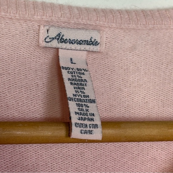 ABERCROMBIE Y2K Cotton Angora Rabbit Hair Silk Bows Beads Coquette Cardigan - Picture 4 of 12